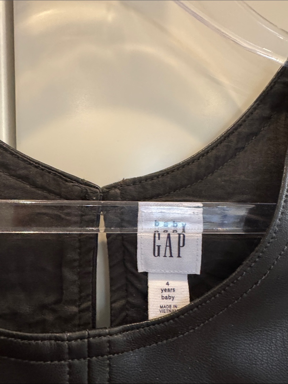 Baby Gap Black Vegan Leather Jumper Dress Size 4 | Faux Leather Sleeveless Dress - Picture 2 of 15